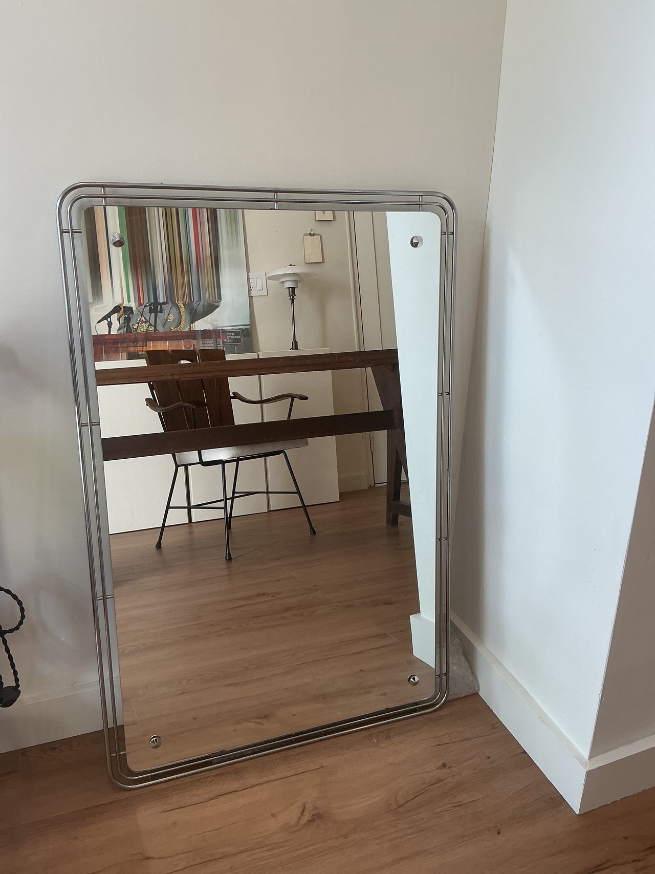 Postmodern Chrome Mirror, c. 1970s