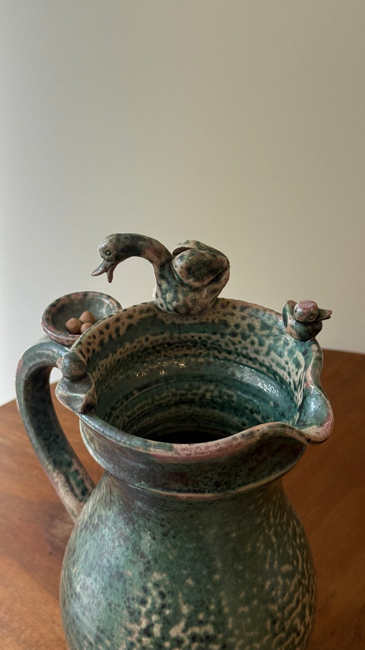 Antique French Auger Ceramic Duckling Pitcher