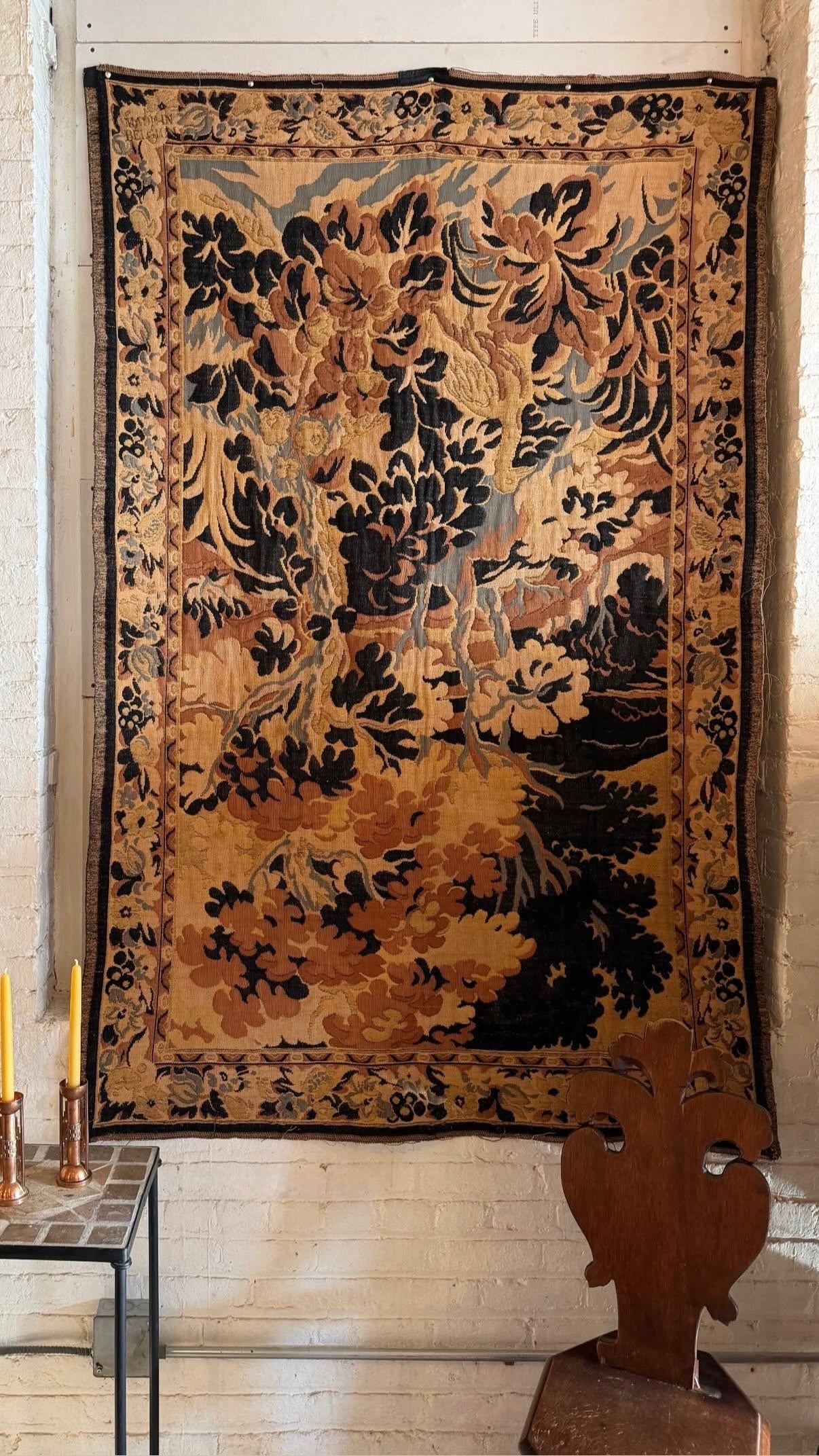 Antique Jacquard Woven Tapestry Wall Hanging