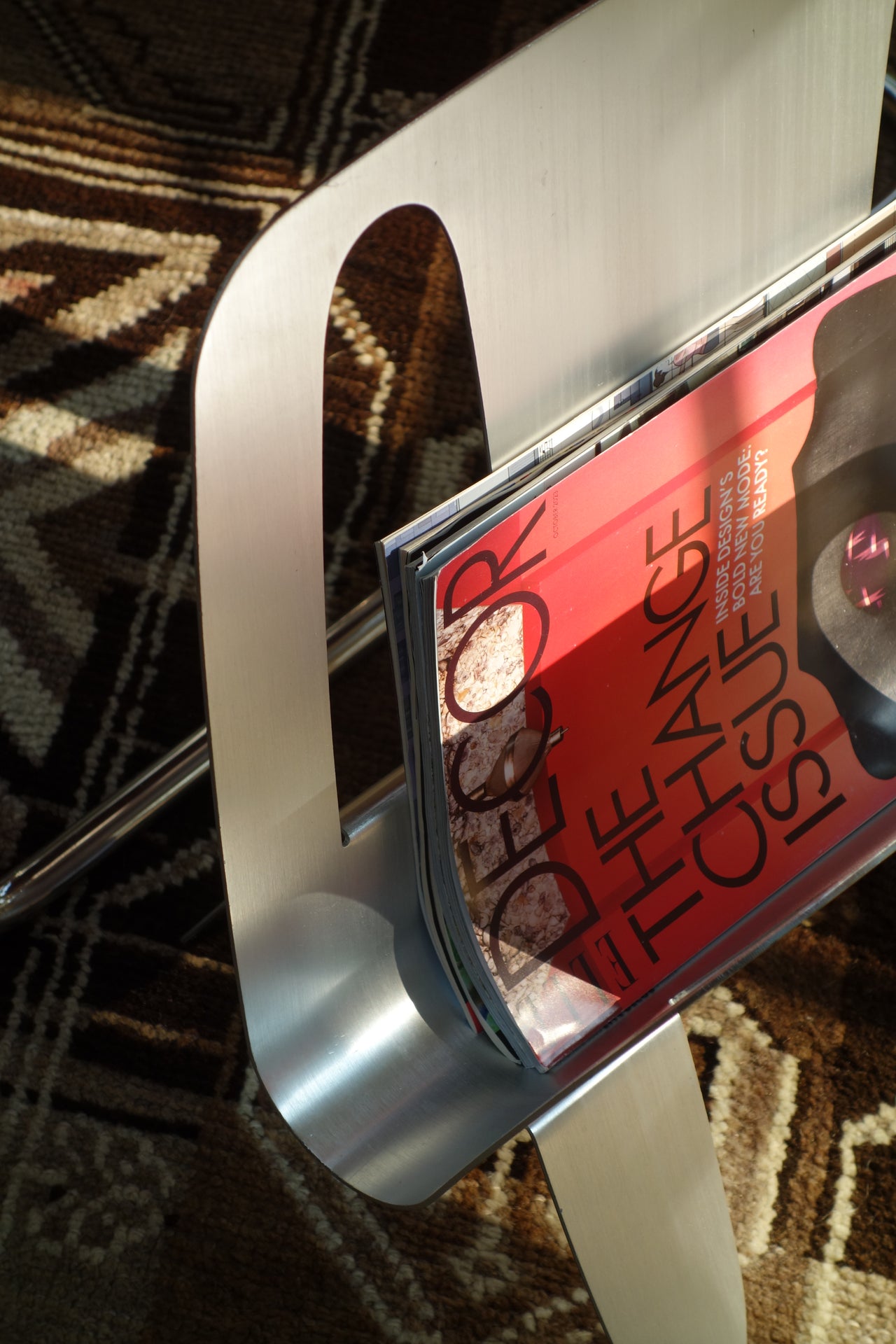 Brushed Aluminum Magazine Rack by William Harvey