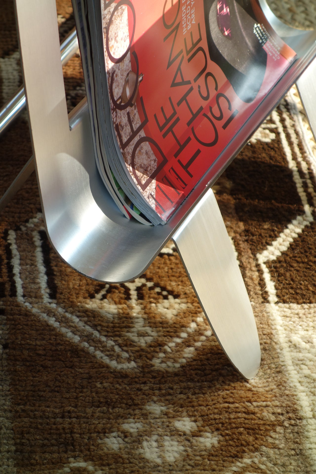 Brushed Aluminum Magazine Rack by William Harvey