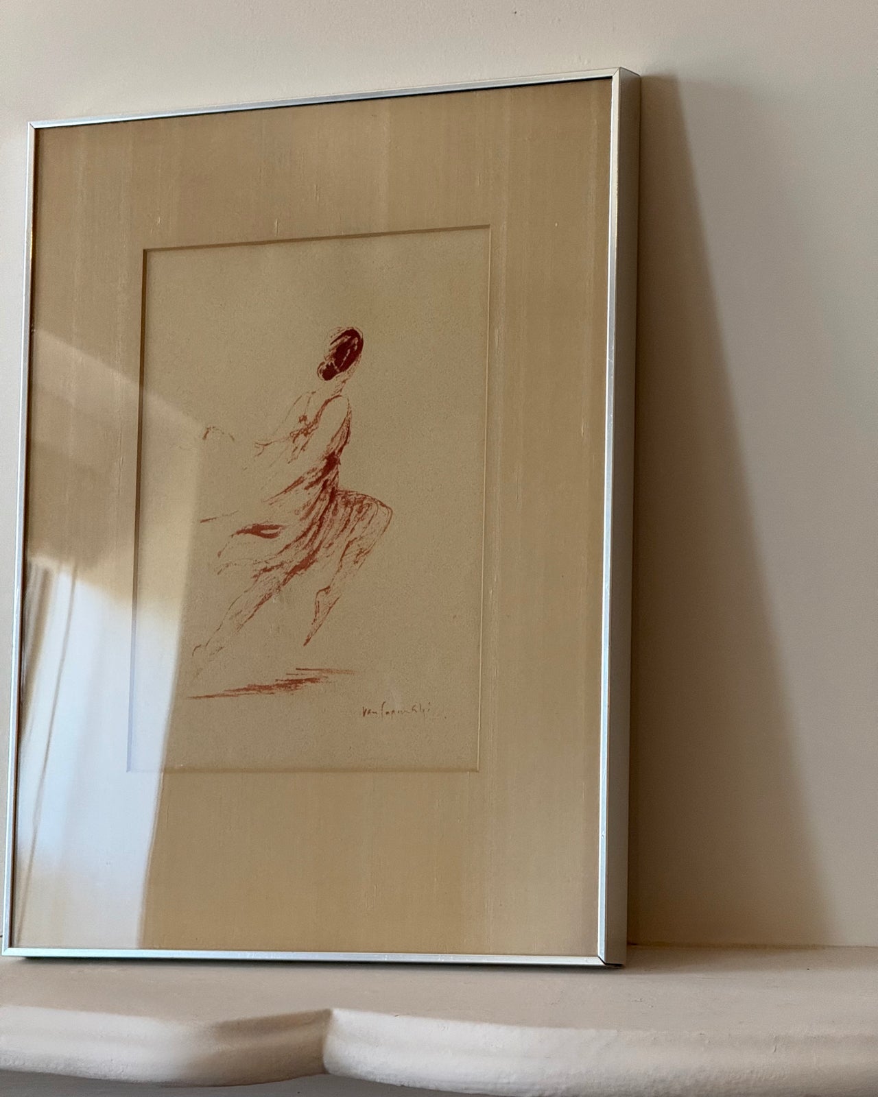 Signed Pen Drawing of a Dancer