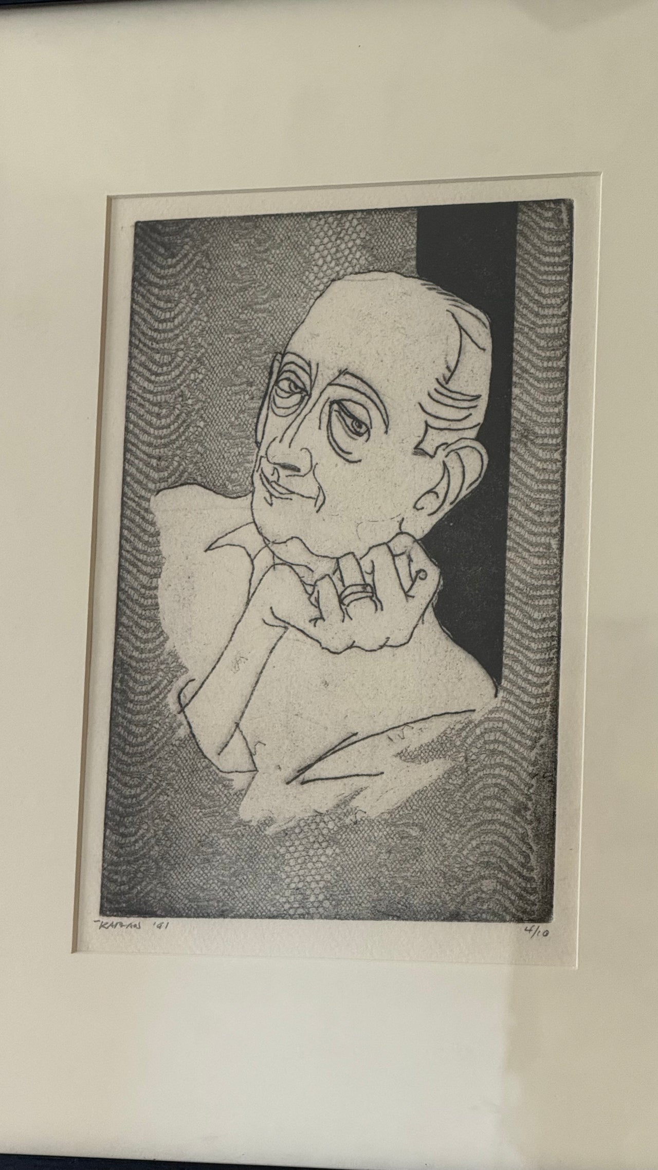 Signed and Numbered Etching of a Man