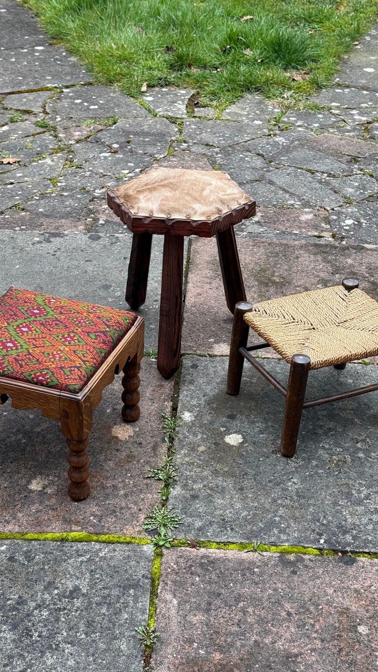 Pony Hair Brutalist Stool