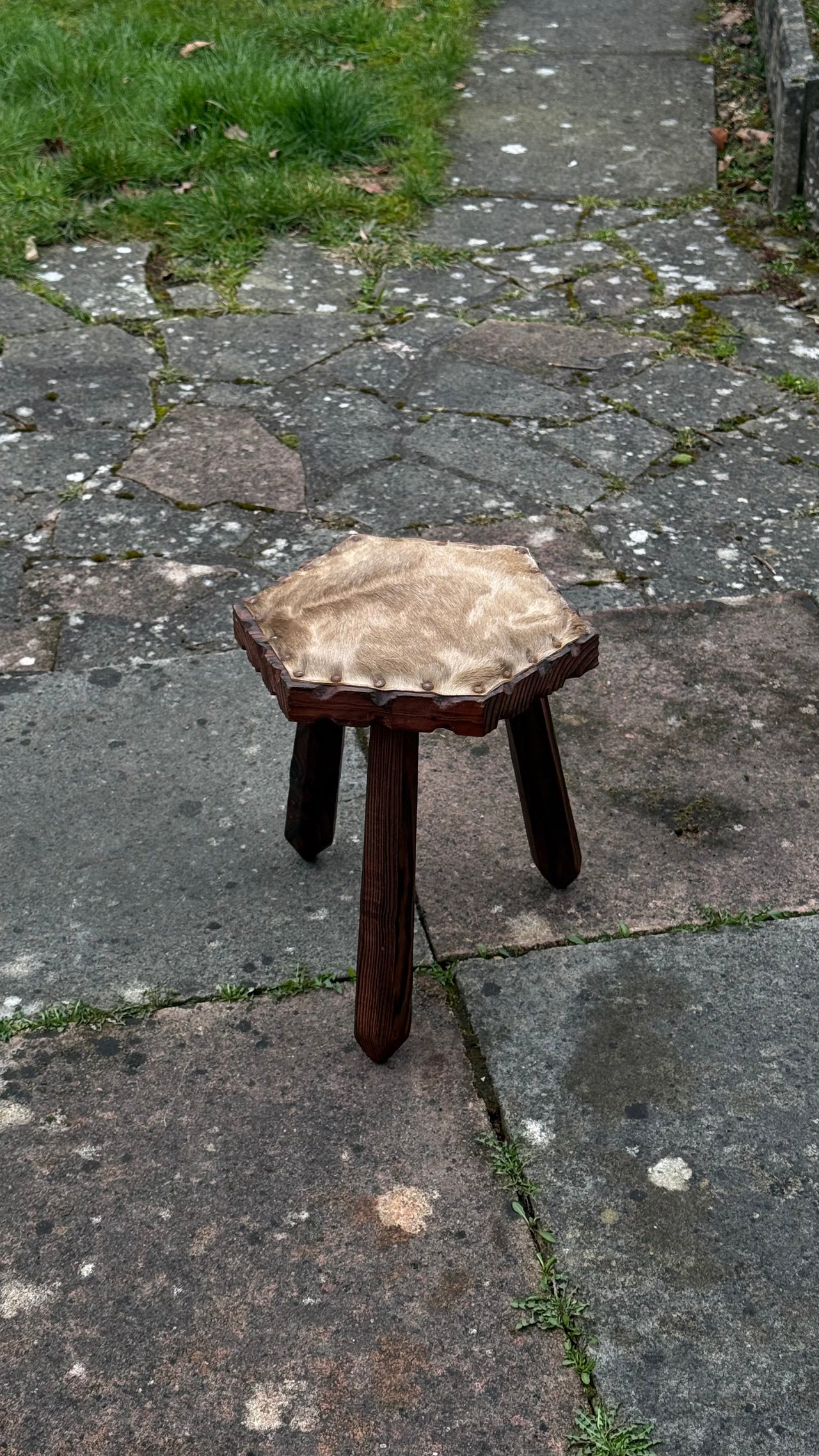 Pony Hair Brutalist Stool