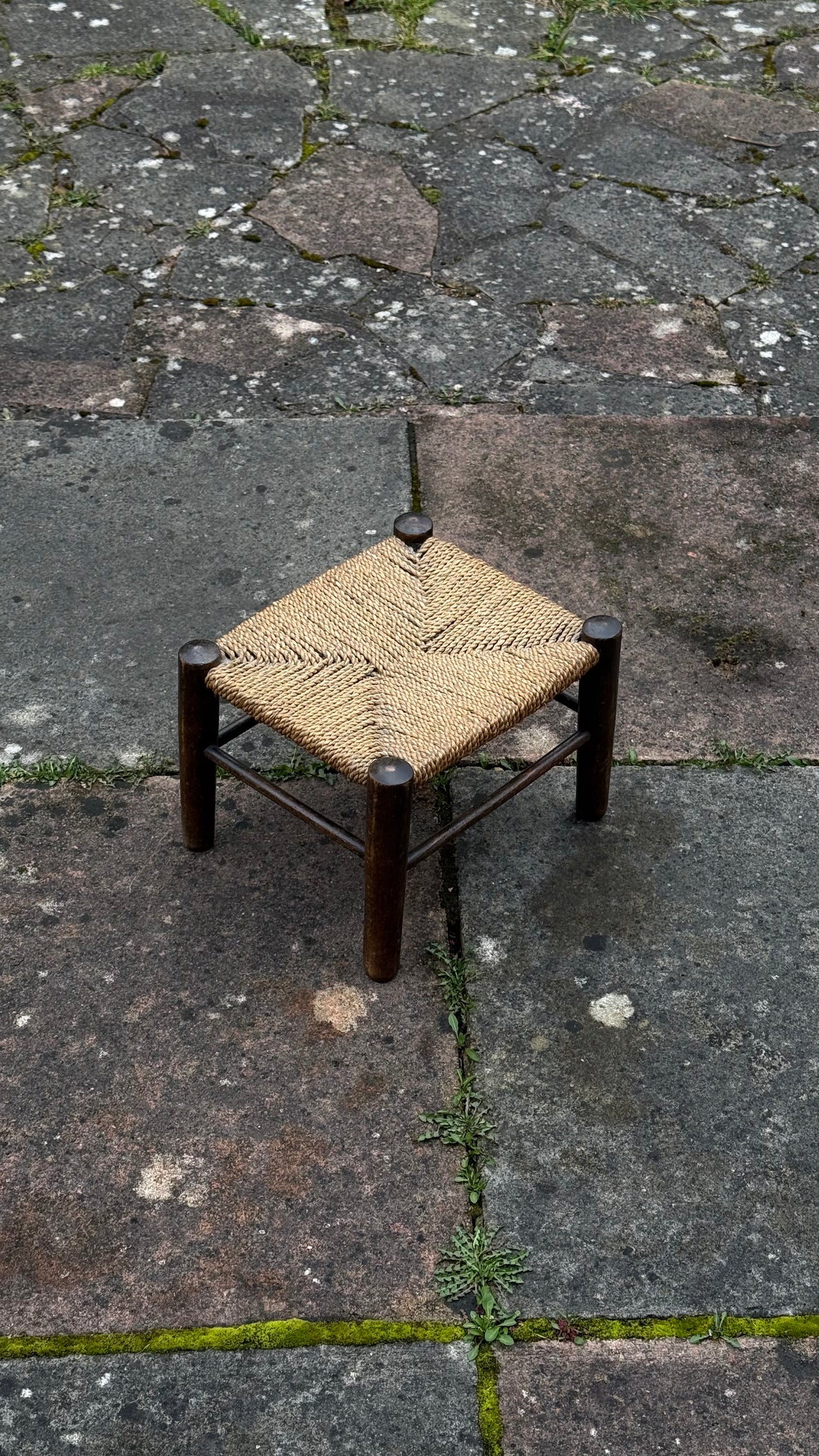 Antique Woven Rush Foot Stool