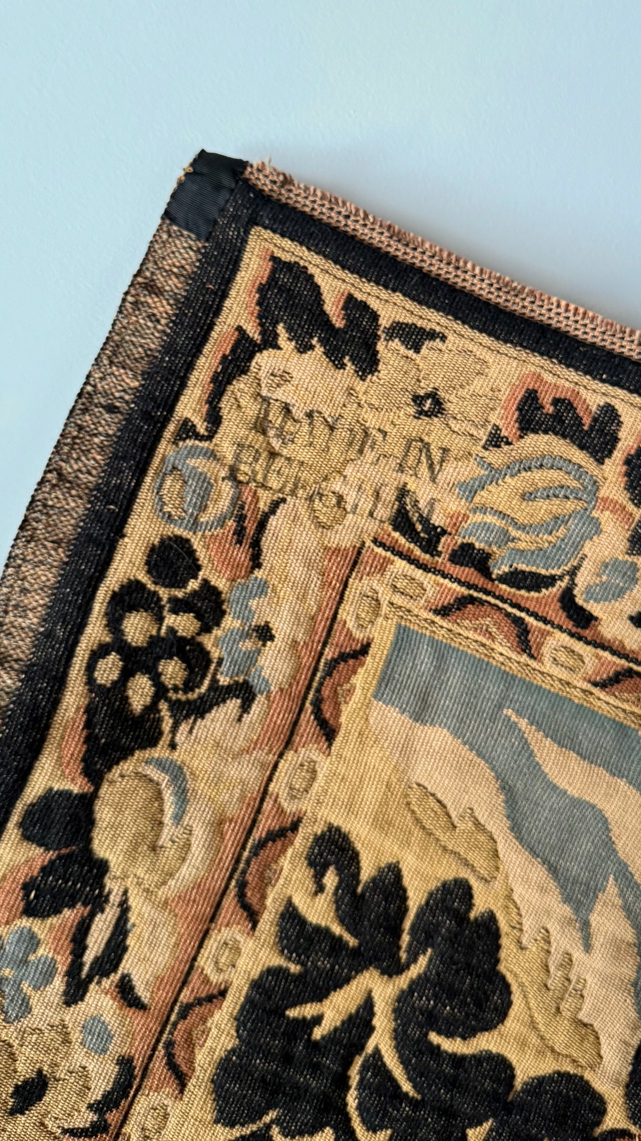 Antique Jacquard Woven Tapestry Wall Hanging