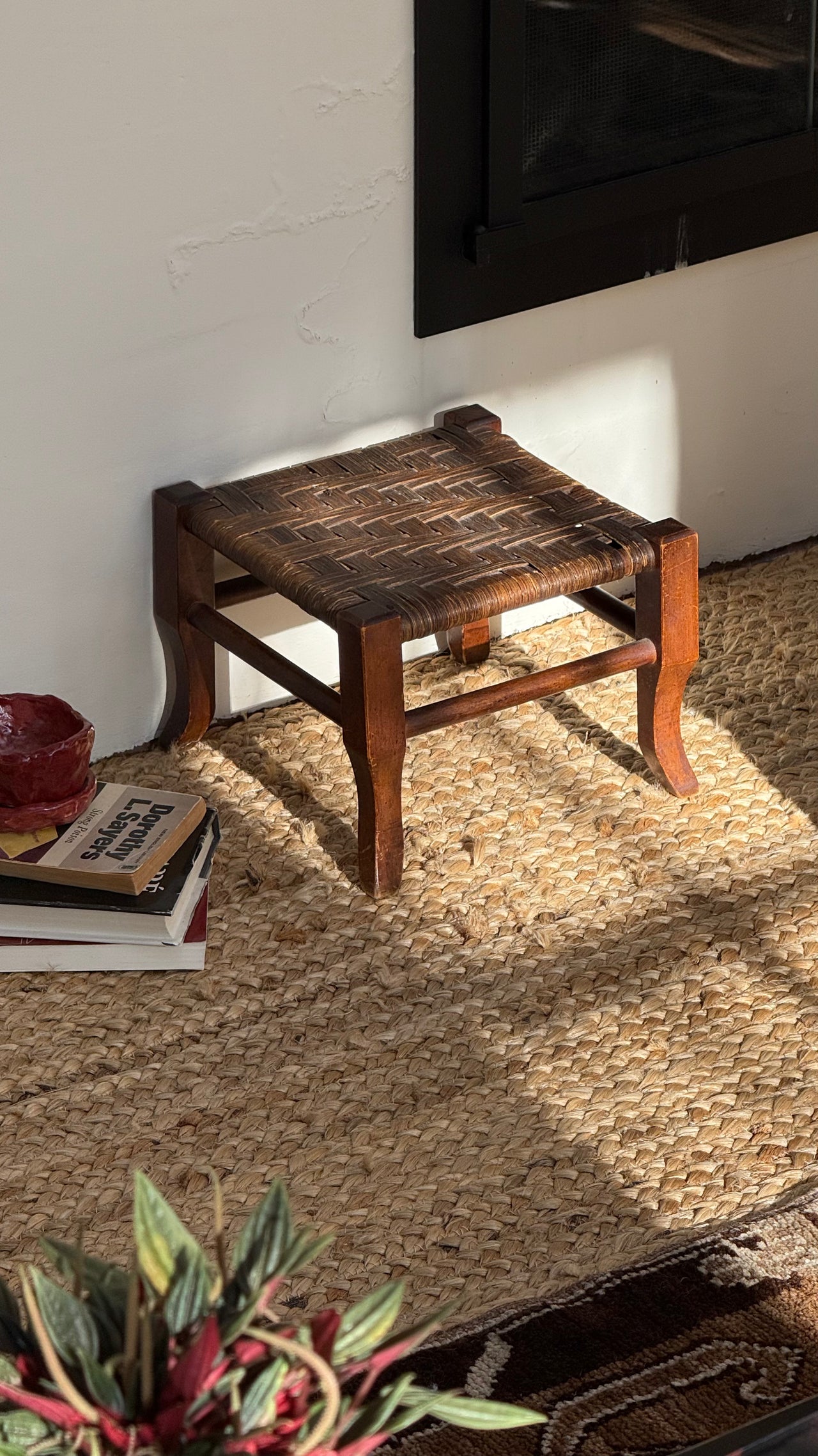 Antique Woven Footstool