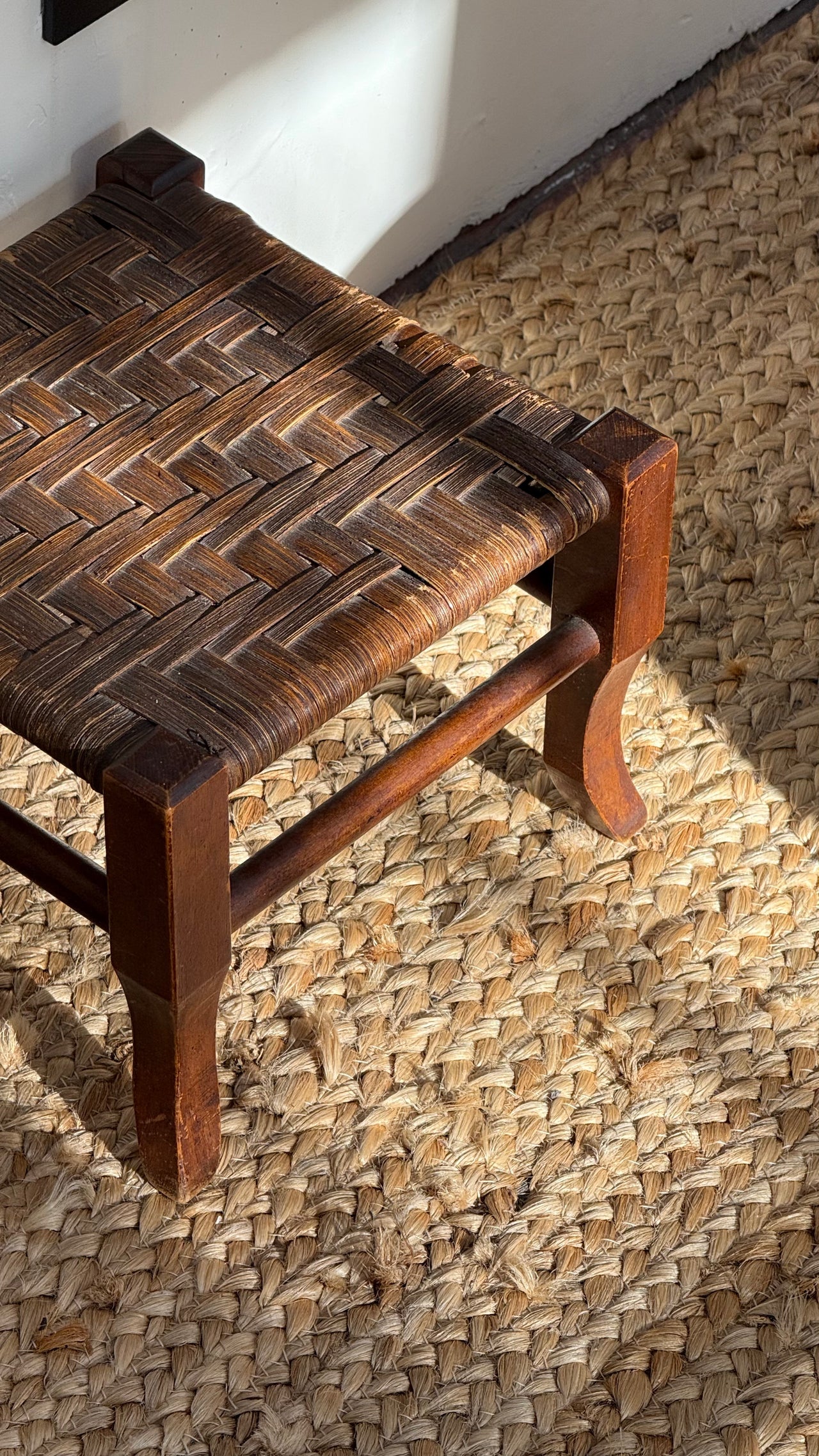 Antique Woven Footstool