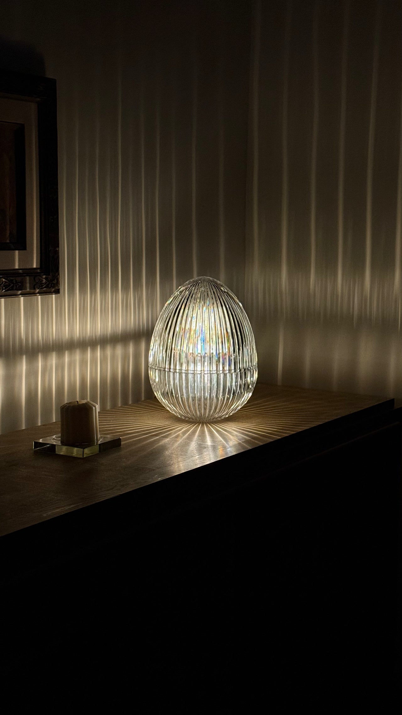 Cut Glass Deco Egg Lamp