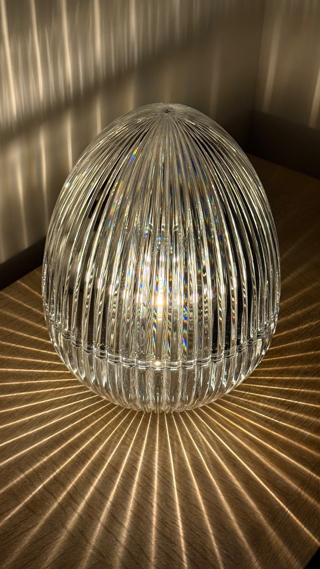 Cut Glass Deco Egg Lamp