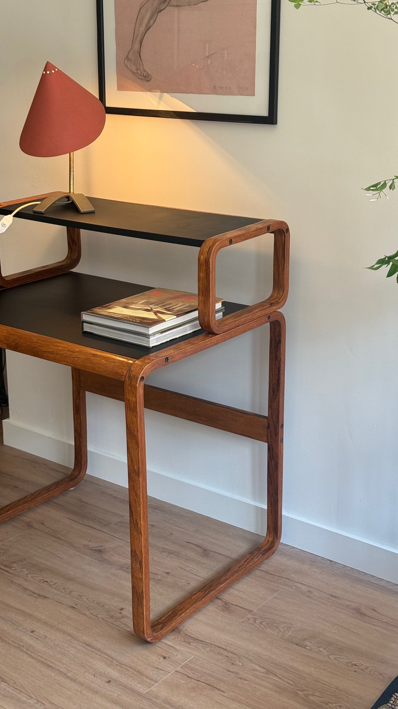 Bentwood Oak & Laminate Tiered Desk, c. 1950s-1960s