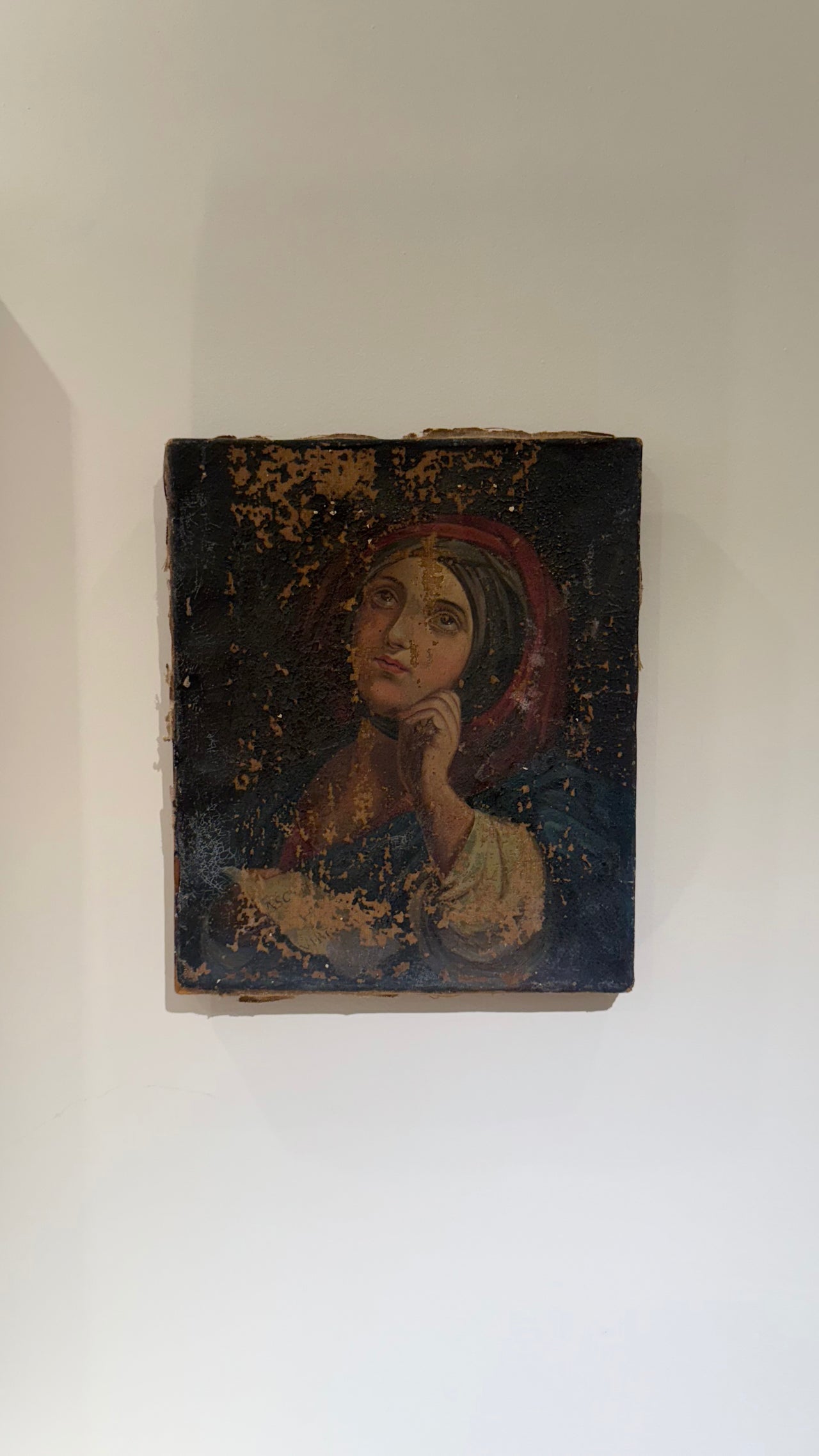 Virgin Madonna Oil Painting Portrait, c. 19th Century