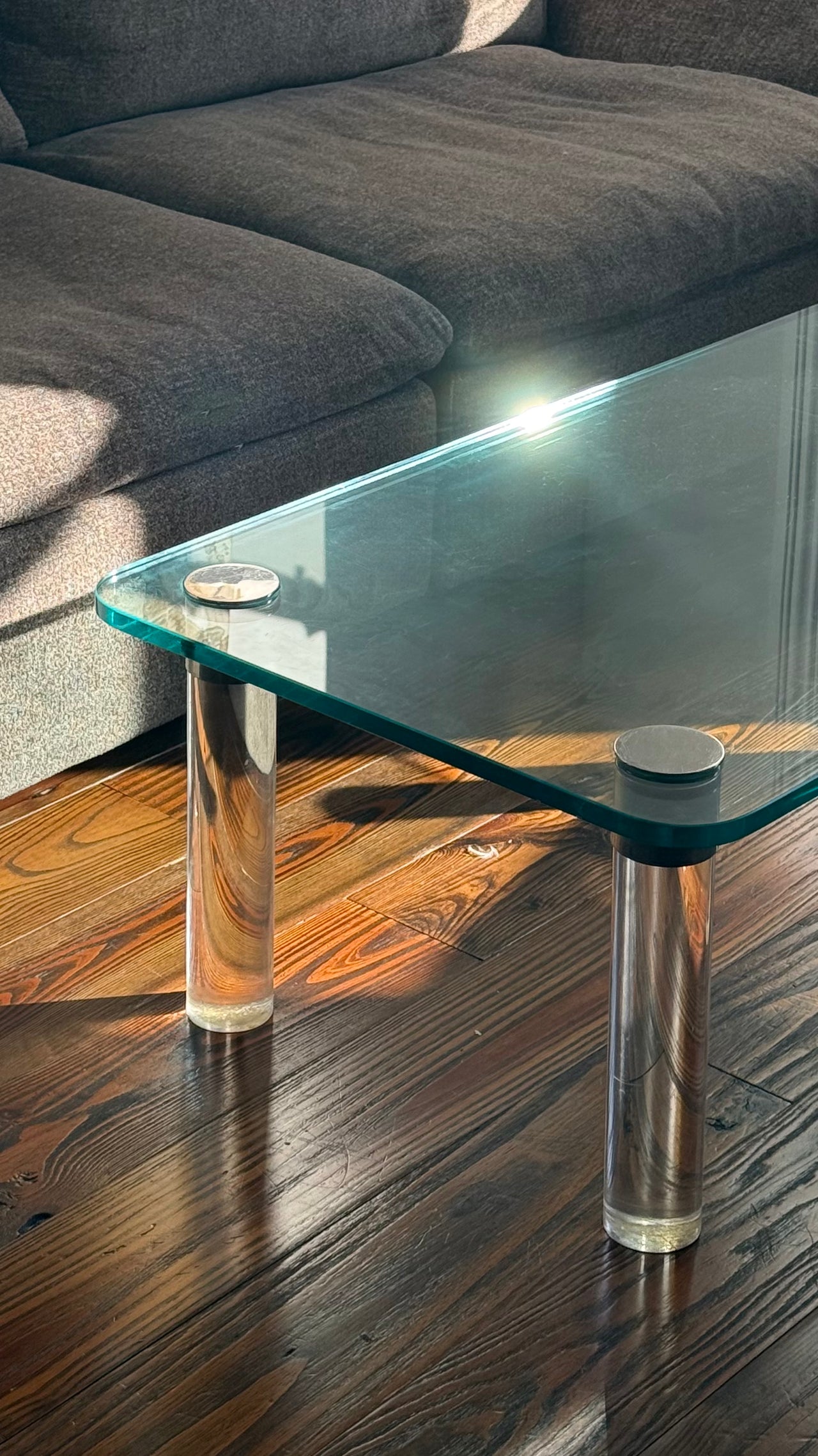Leon Rosen Glass & Lucite Coffee Table