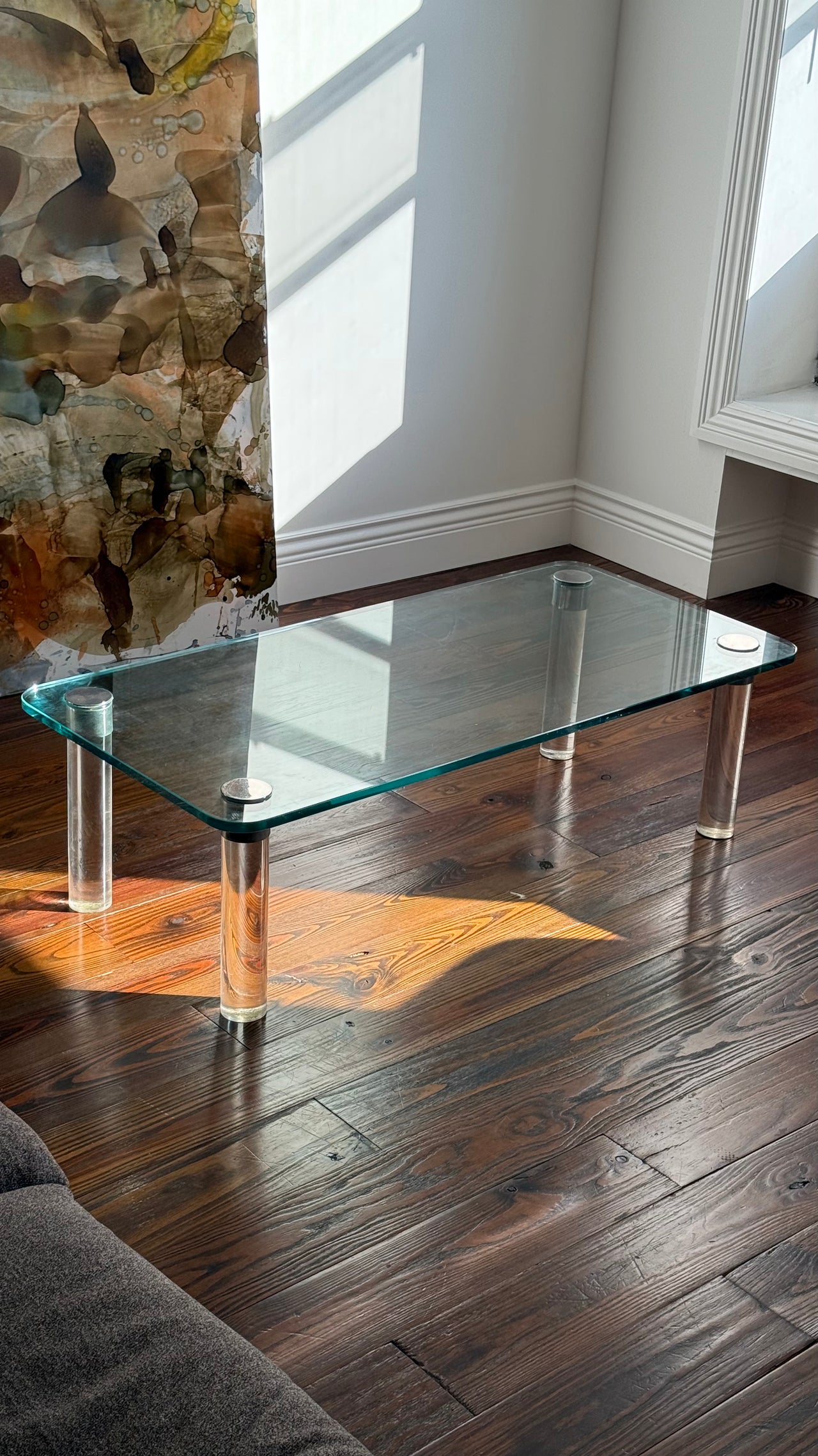 Leon Rosen Glass & Lucite Coffee Table