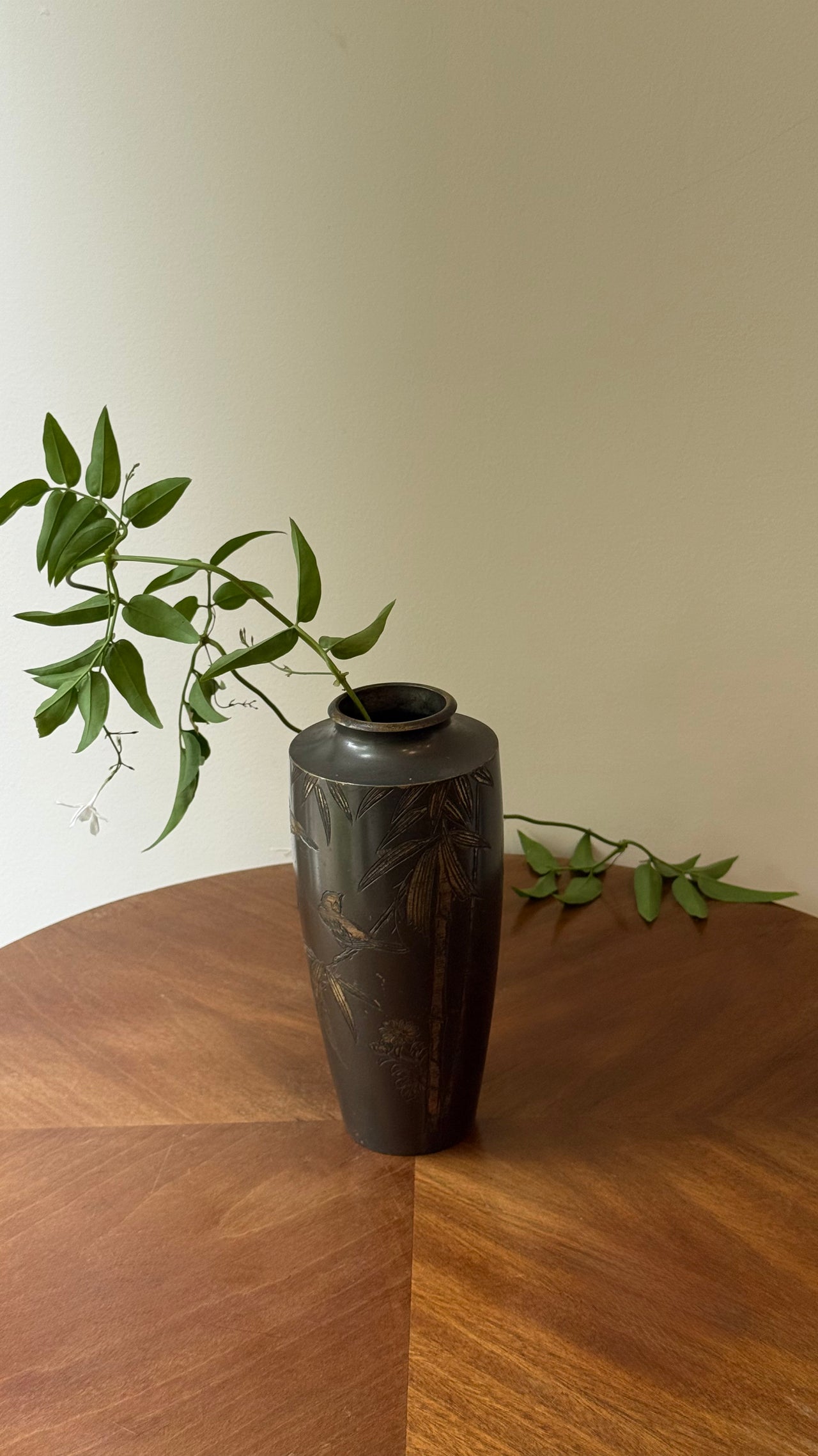 Japanese Etched Bronze Vase