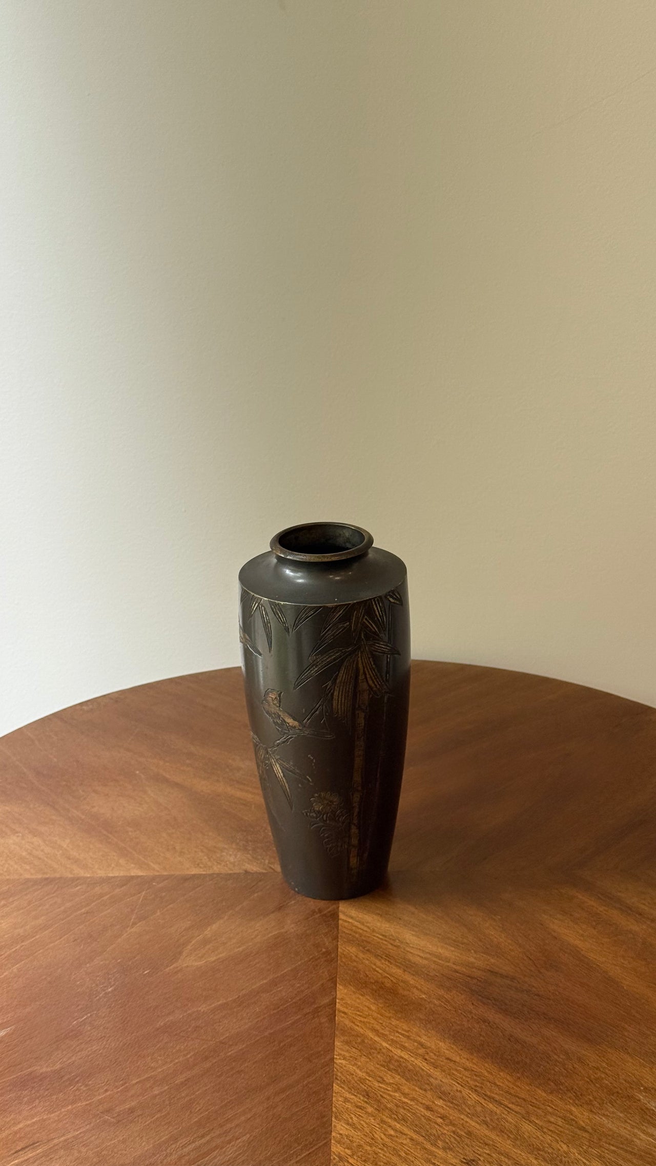 Japanese Etched Bronze Vase