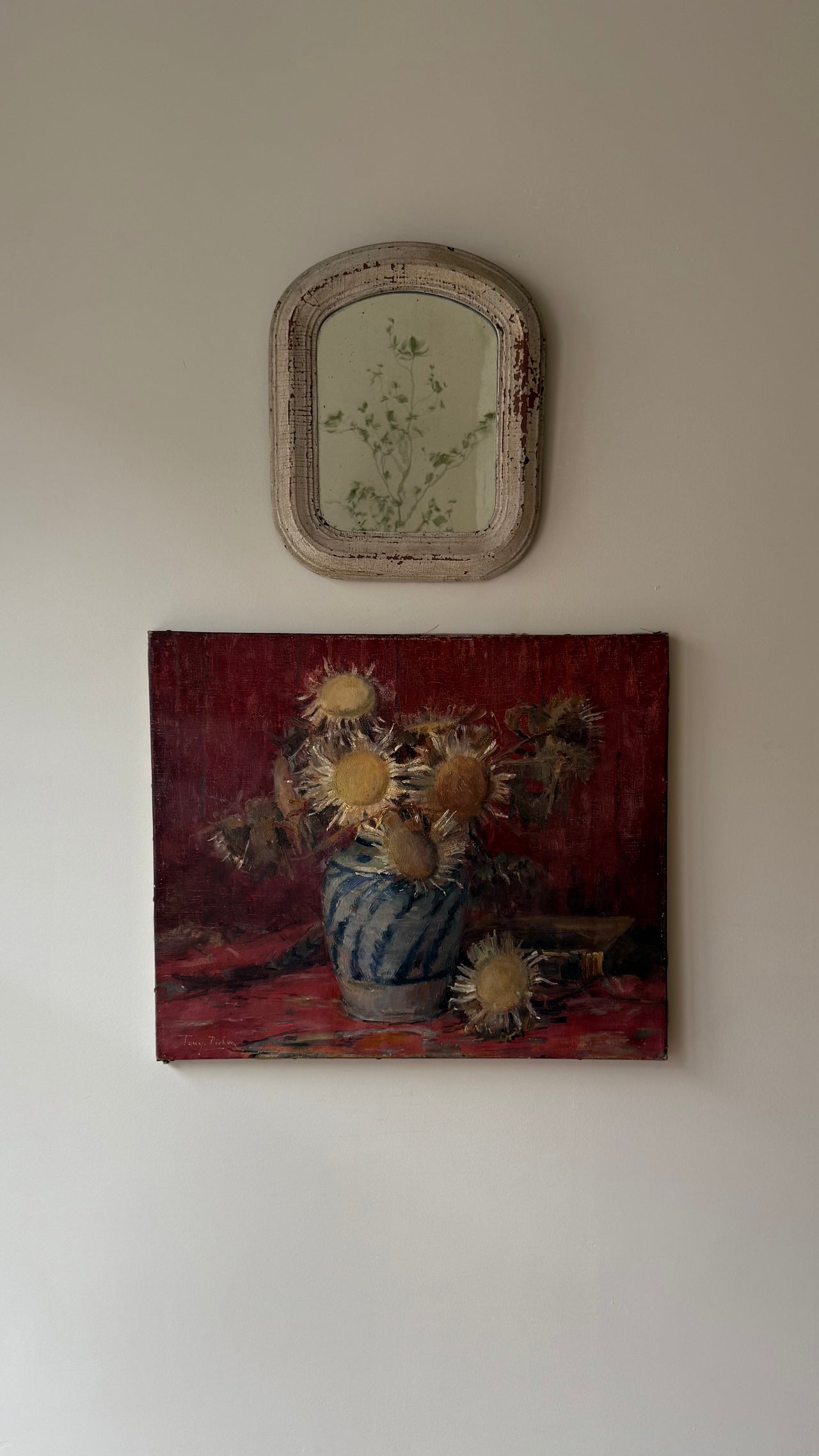 Antique Patinated Wall Mirror