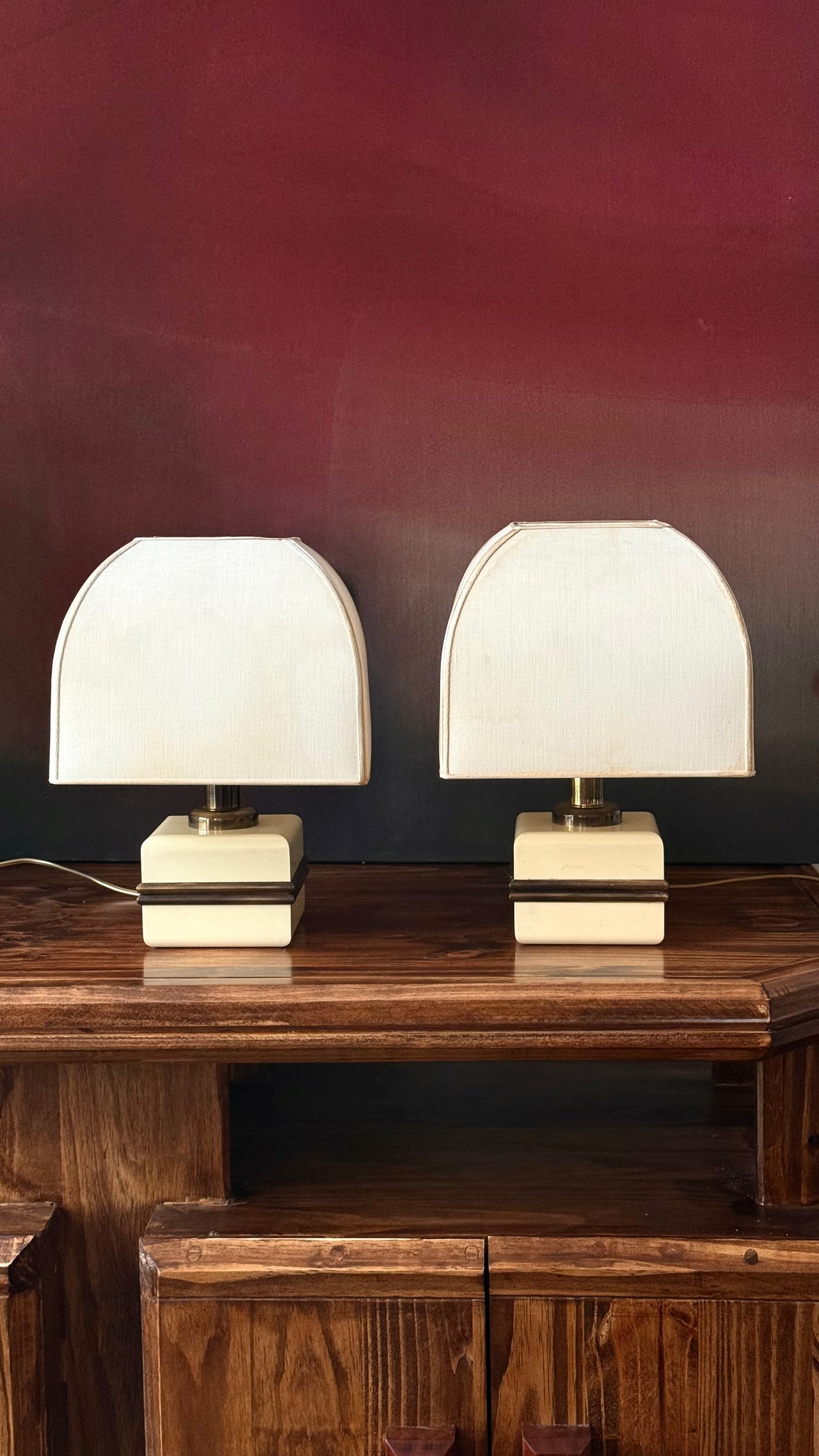 Italian Cube Table Lamps by Bicchielli, c. 1970s
