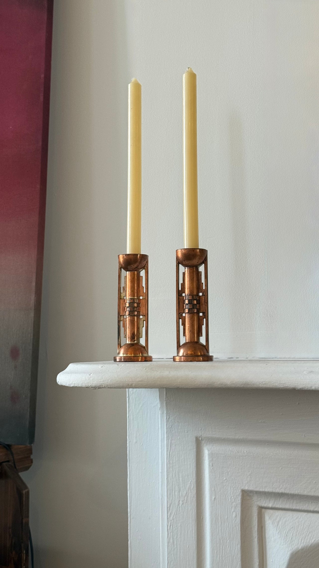 Art Deco Copper Candle Holders