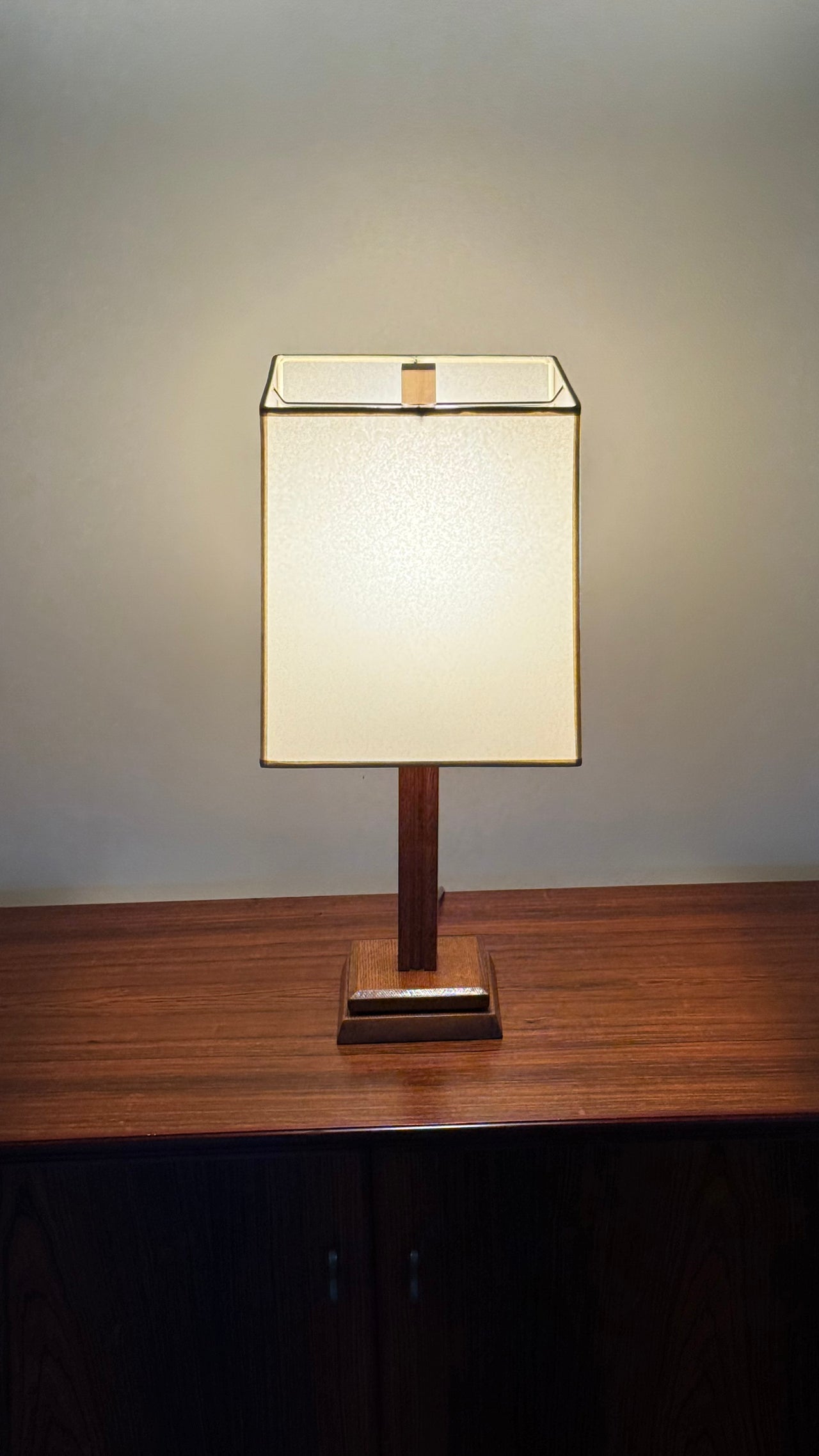 English Art Deco Oak Table Lamp