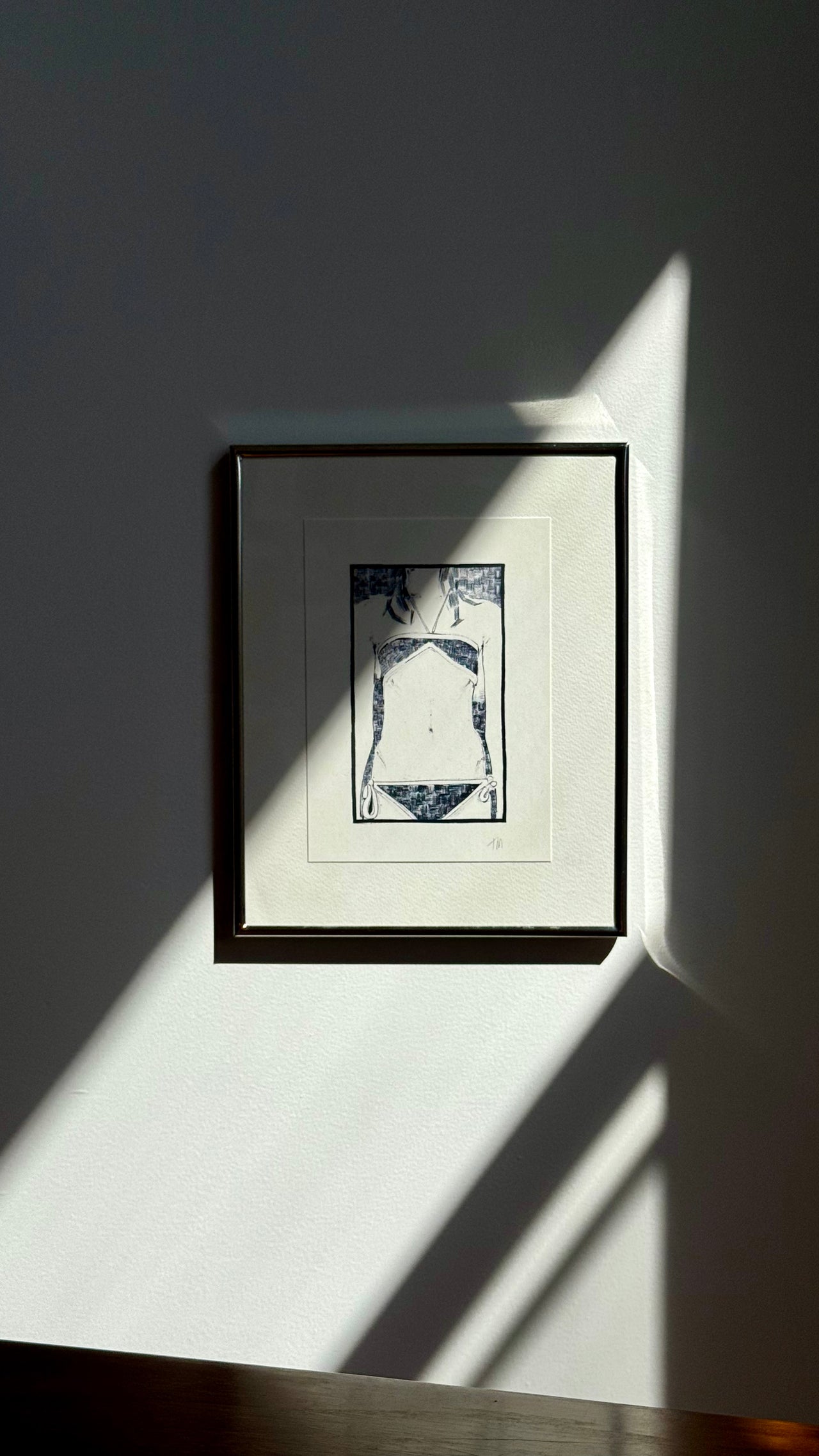 Signed & Framed Woman in a Bikini Print