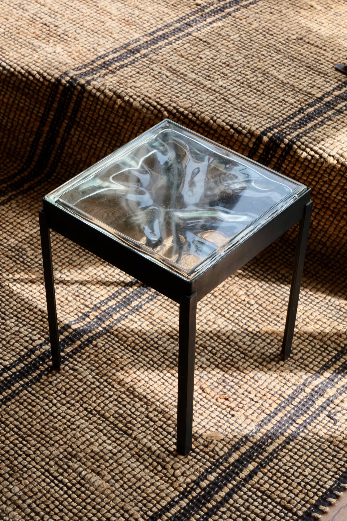 Glass and Iron Side Table, c. 1970s