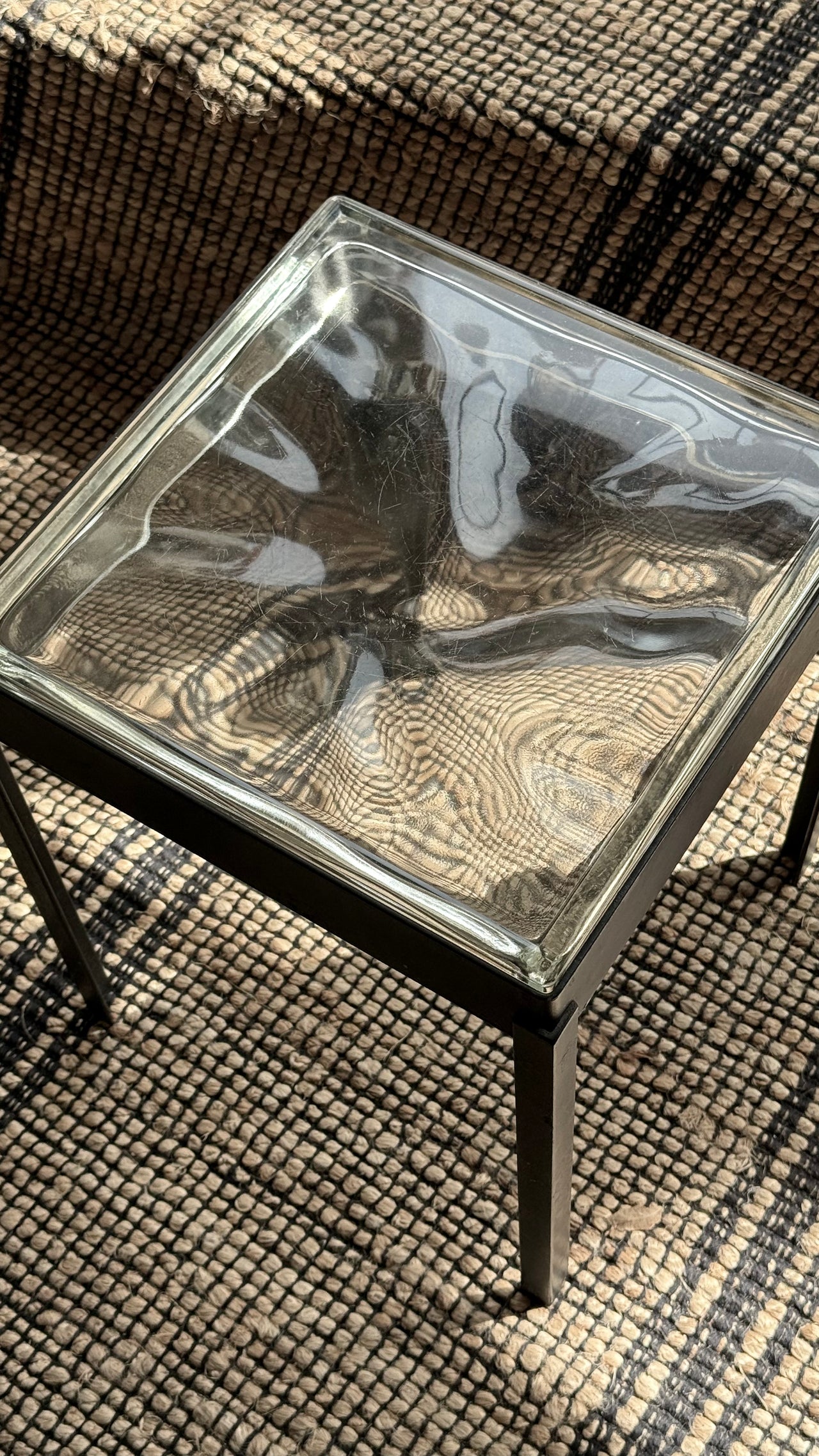 Glass and Iron Side Table, c. 1970s