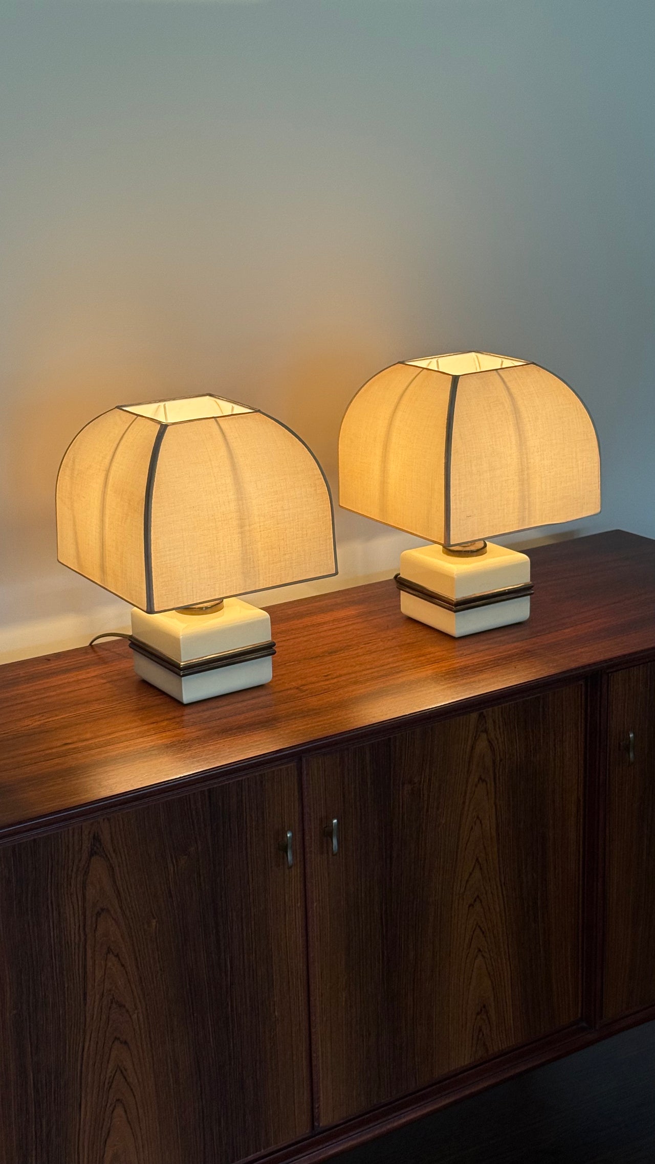 Italian Cube Table Lamps by Bicchielli, c. 1970s
