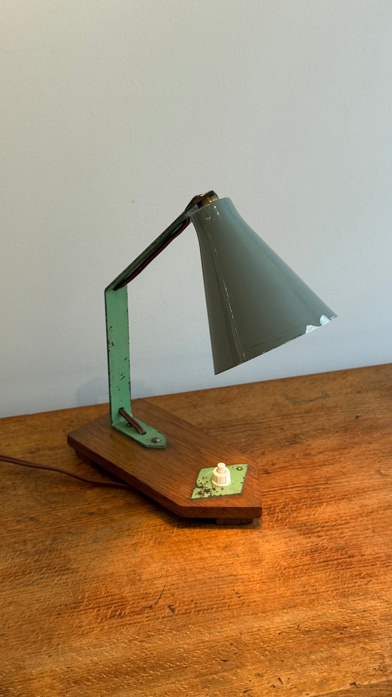 French Workshop Table Lamps in Painted Metal and Wood, 1950s